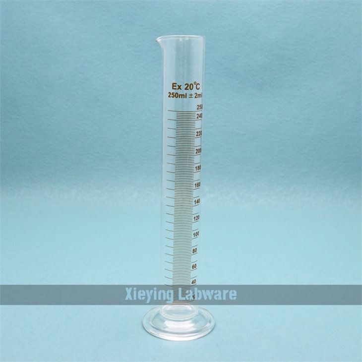 Measuring cylinder with spout with round base