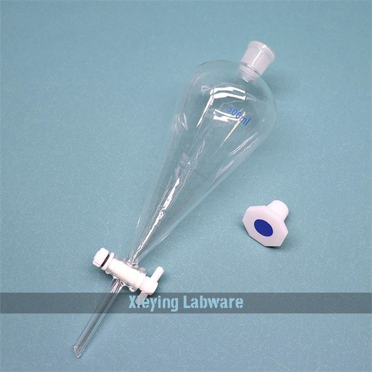 PTFE stopcock Pear-shape separatory funnel